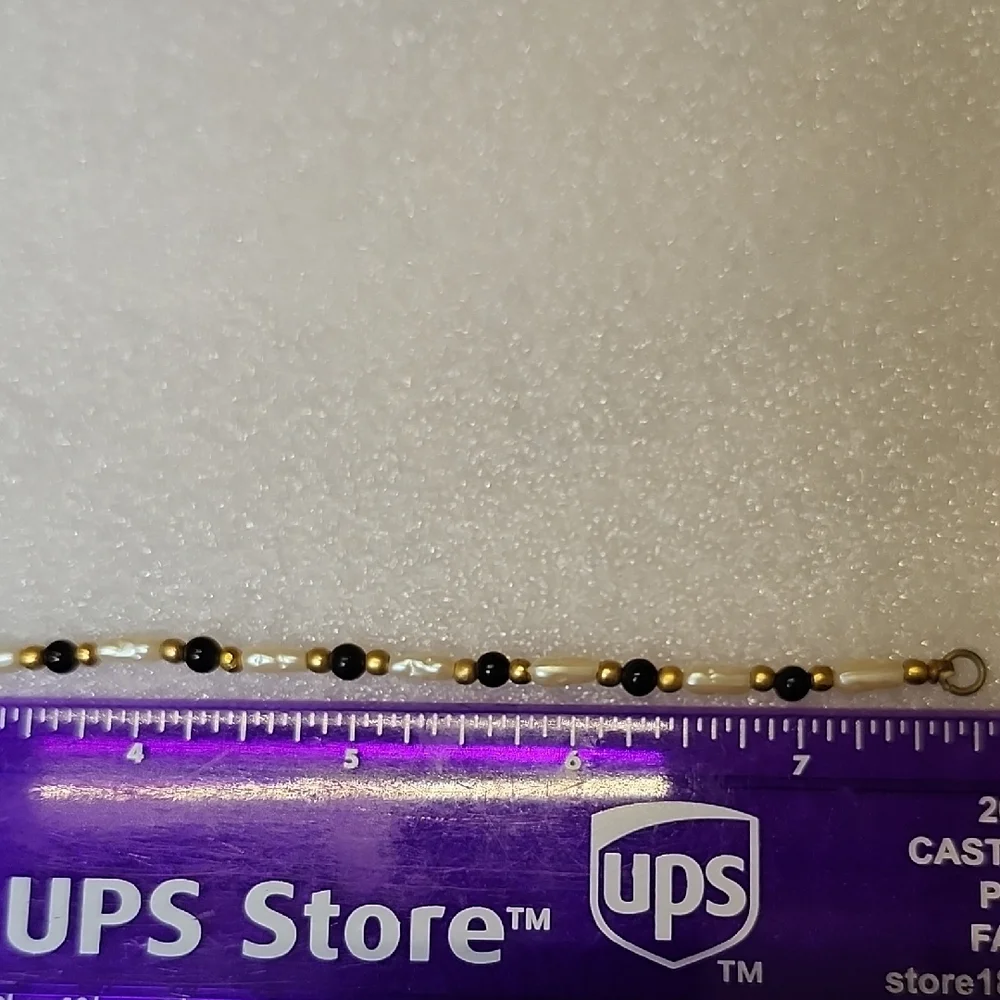 Fresh Water Pearl Black and Gold Bracelet